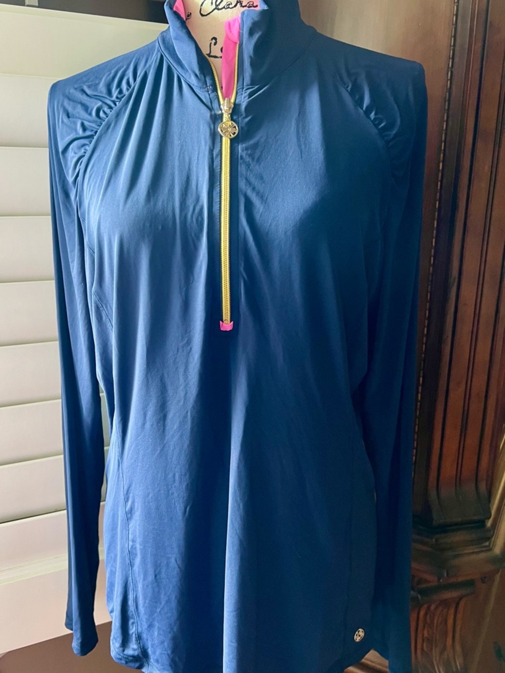 Lilly Pulitzer Navy Half-Zip Pullover with Pink Trim-Matching Skort Also Ava
